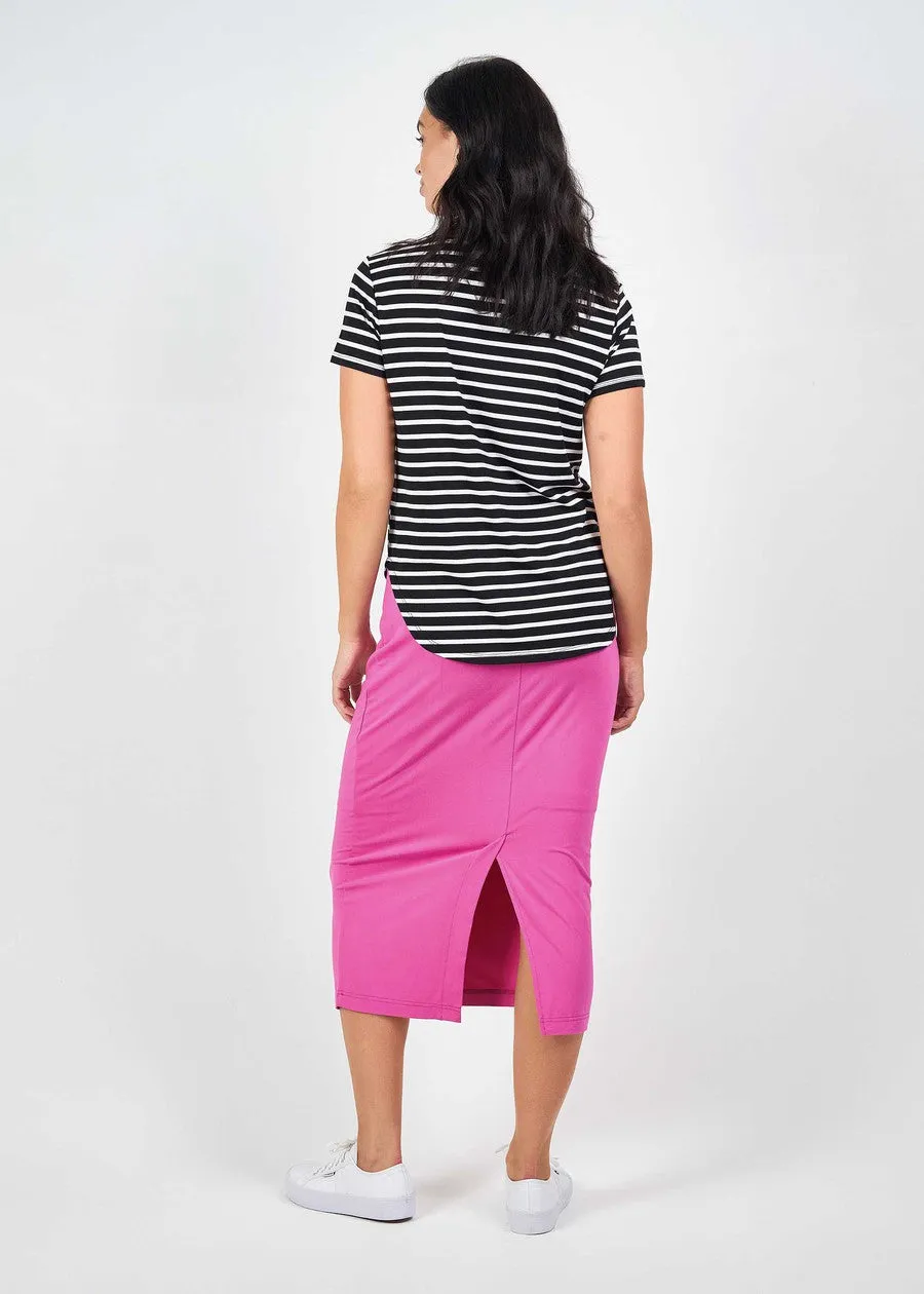 Janis Short Sleeve Bamboo T-Shirt - Black & White Stripe