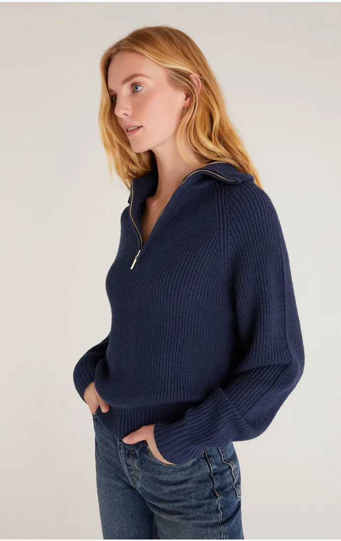 Jayce Zip Sweater - Midnight Blue