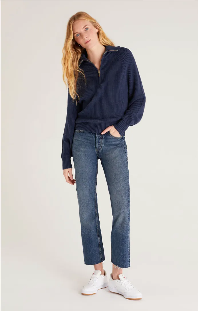 Jayce Zip Sweater - Midnight Blue
