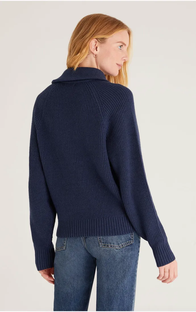 Jayce Zip Sweater - Midnight Blue