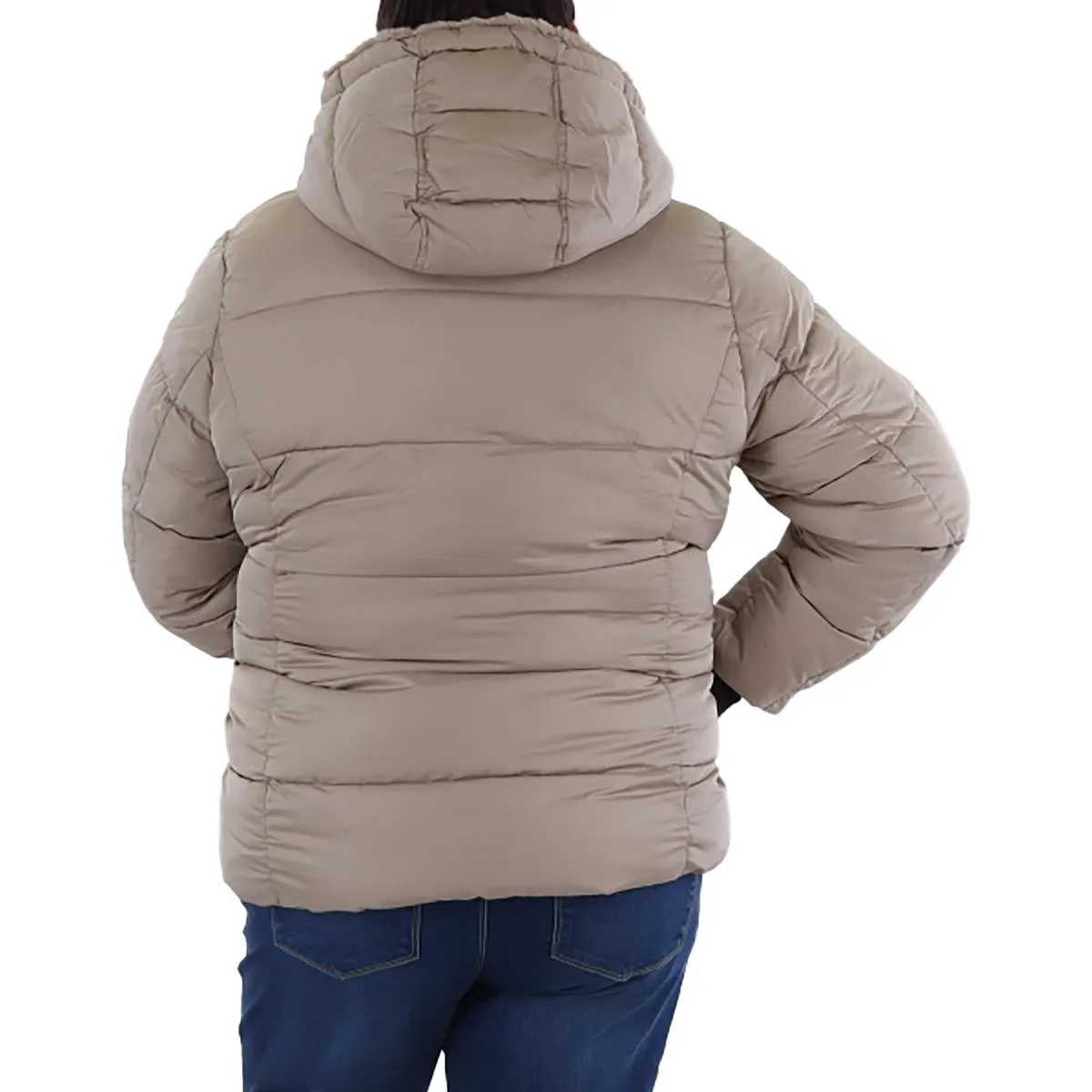 Jessica Simpson Womens Plus Insulated Faux Fur Lined Puffer Jacket
