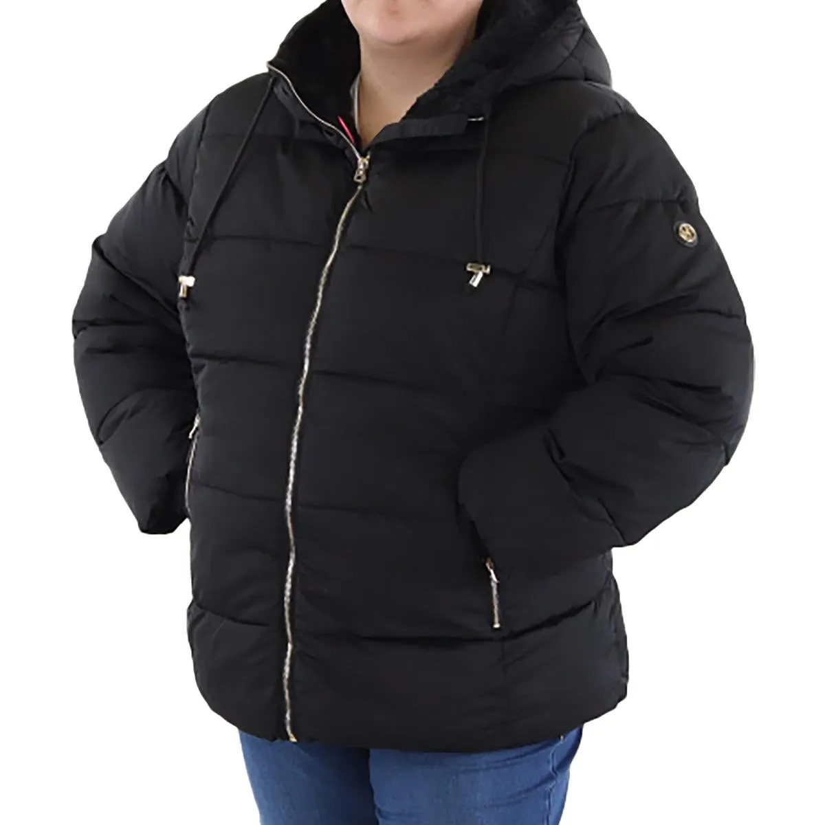 Jessica Simpson Womens Plus Insulated Faux Fur Lined Puffer Jacket