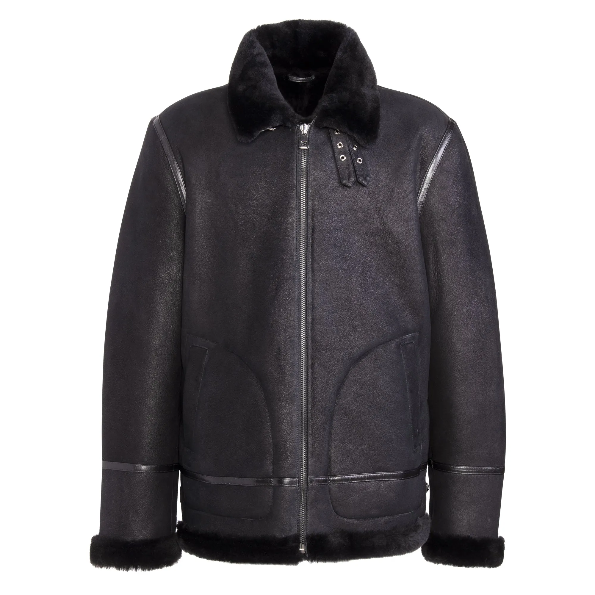 KENNY Men Classic Sheepskin B-3 Bomber Jacket