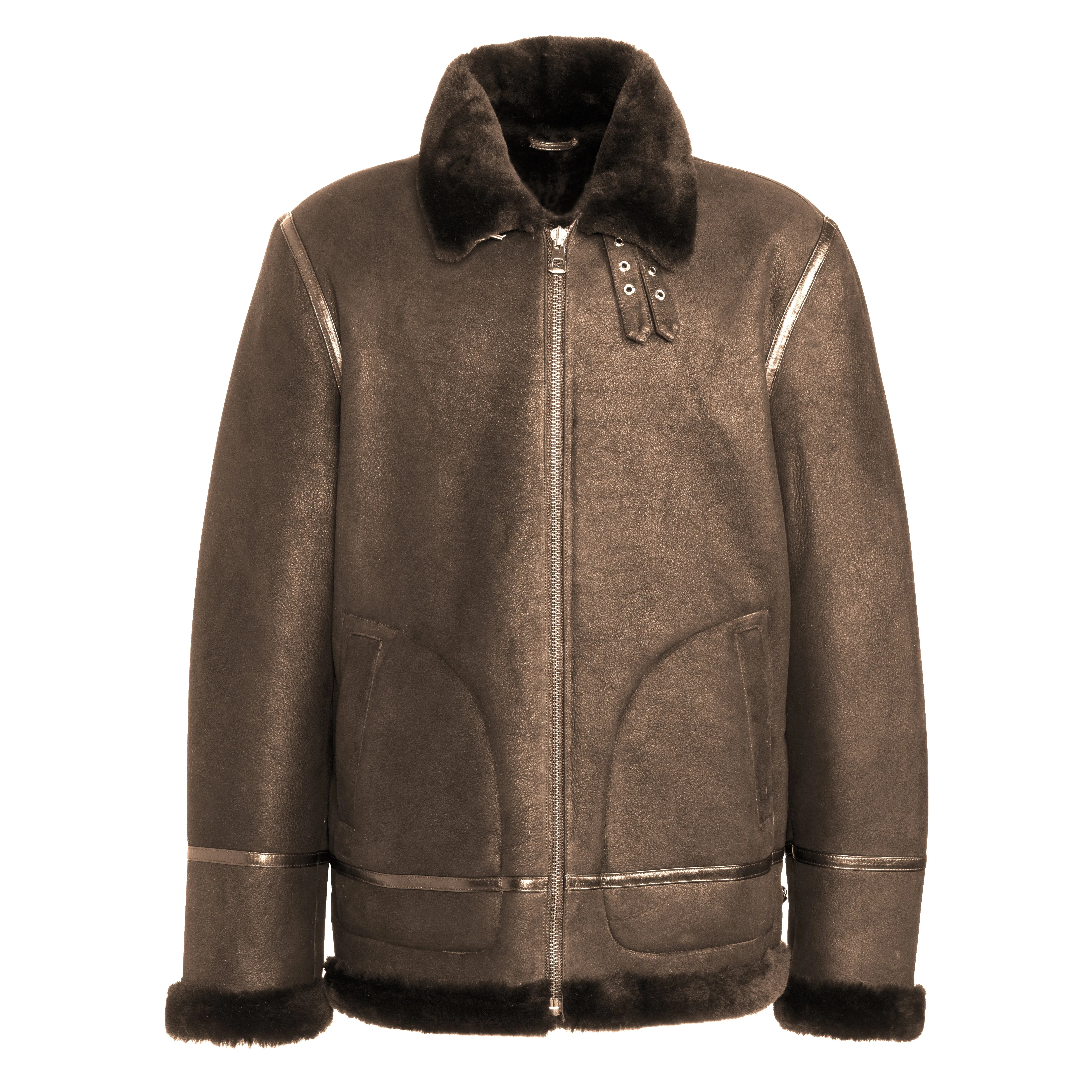 KENNY Men Classic Sheepskin B-3 Bomber Jacket