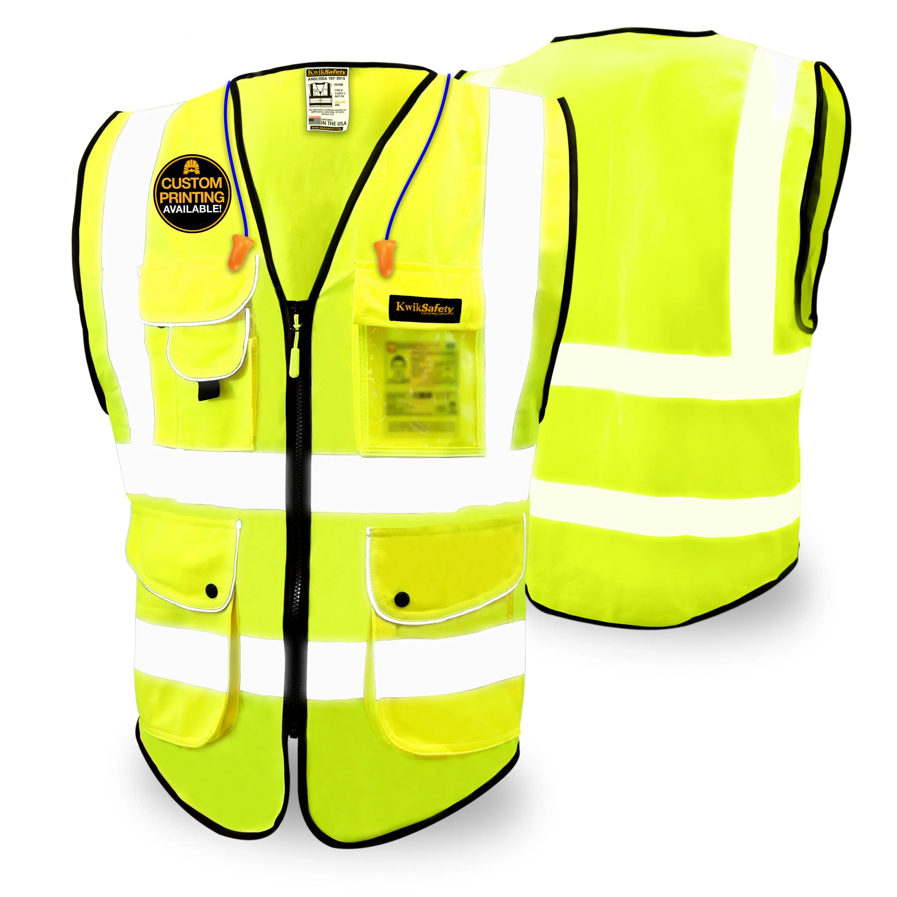 KwikSafety SUPERIOR Safety Vest (9 Pockets) Class 2 ANSI Tested OSHA Compliant Hi Vis Reflective PPE Surveyor - Model No.: KS3308