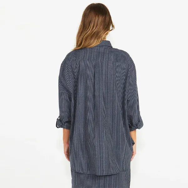 Liberty Shirt - Navy White Stripe