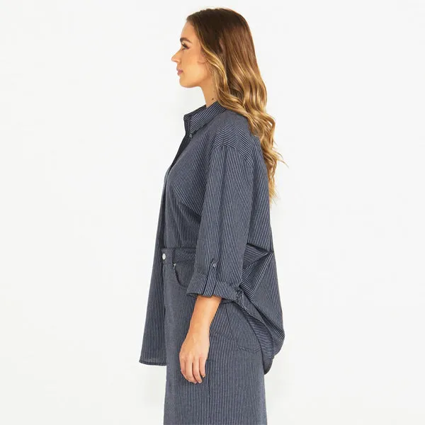 Liberty Shirt - Navy White Stripe