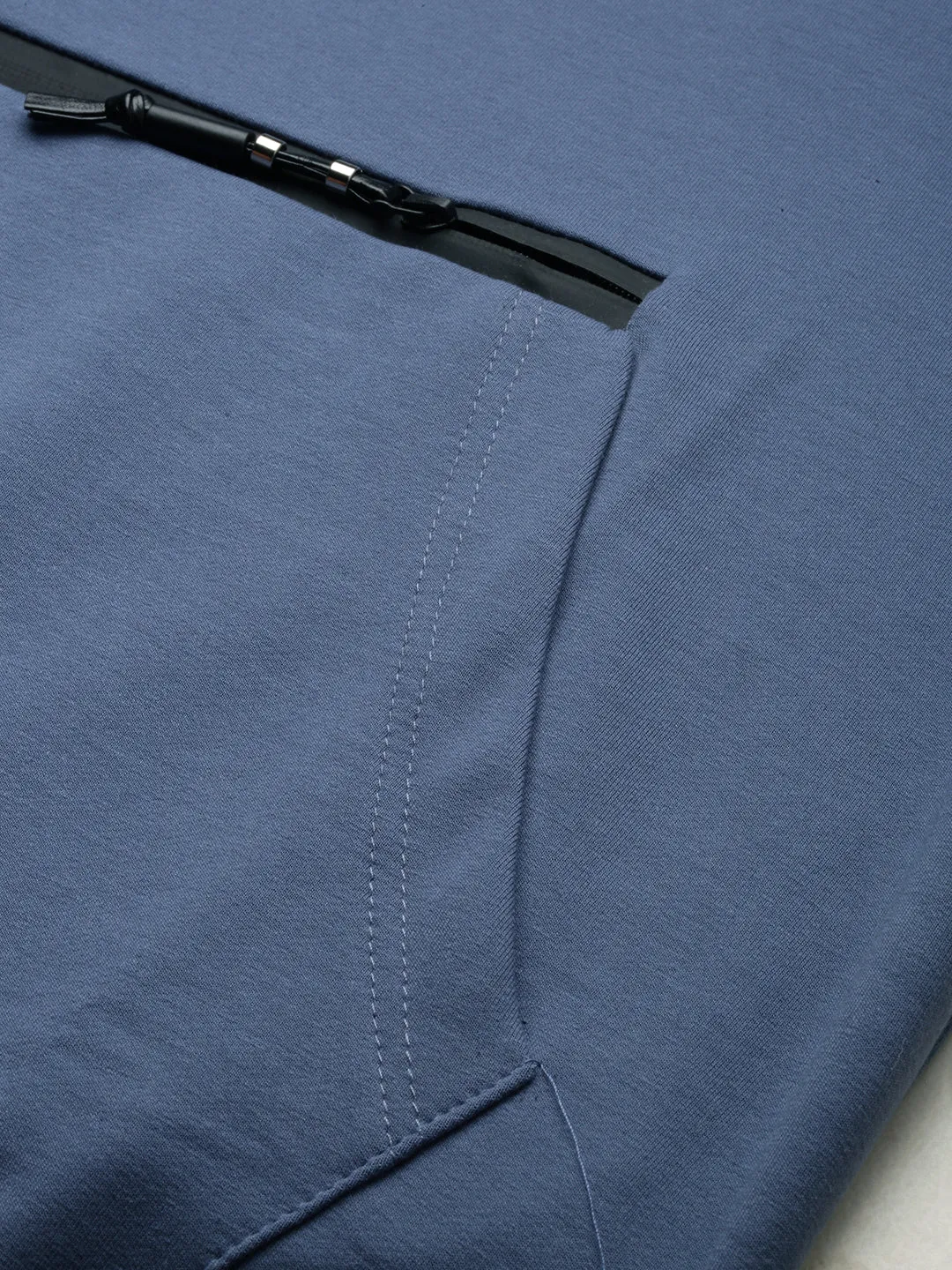 Men Blue Solid Casual Hoodie