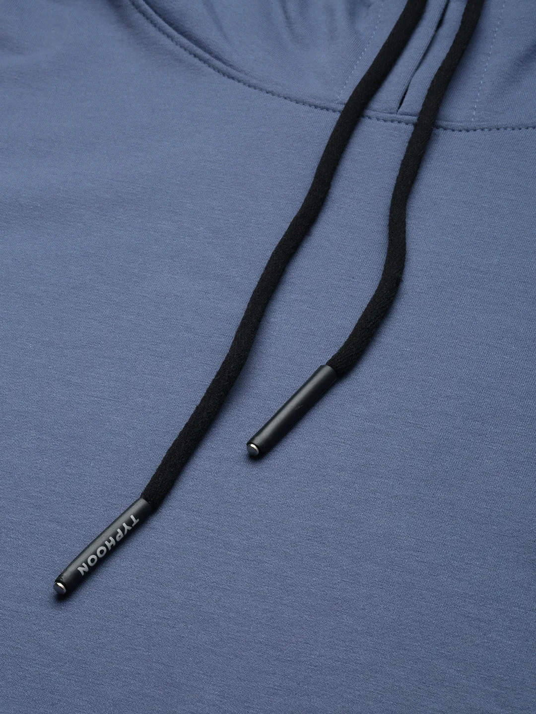 Men Blue Solid Casual Hoodie