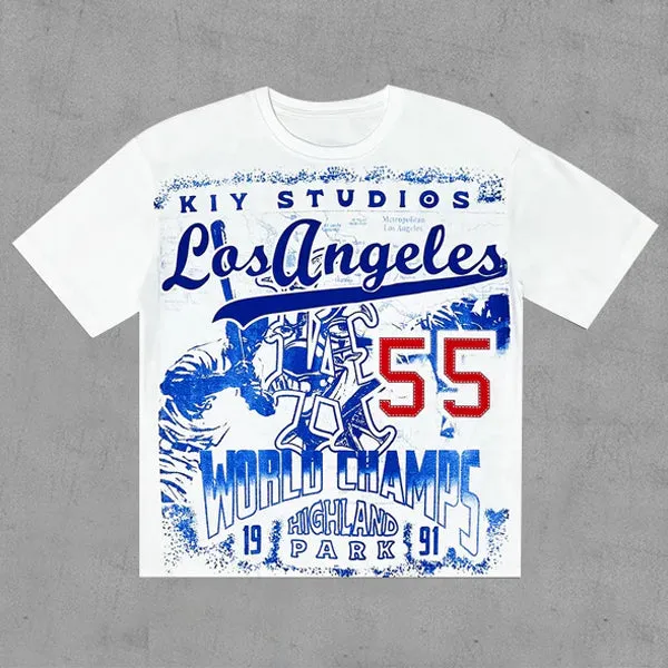 NO.55 Los Angeles printed casual street T-shirt