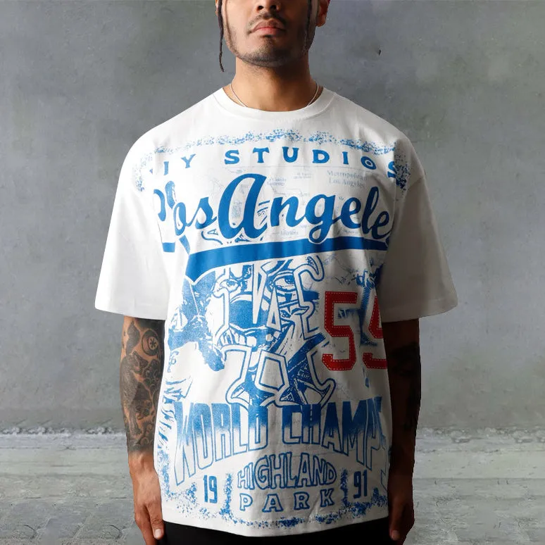 NO.55 Los Angeles printed casual street T-shirt