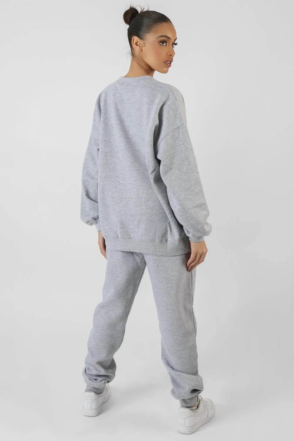 Oversized Fit Denver Print Seam Detail Joggers Grey
