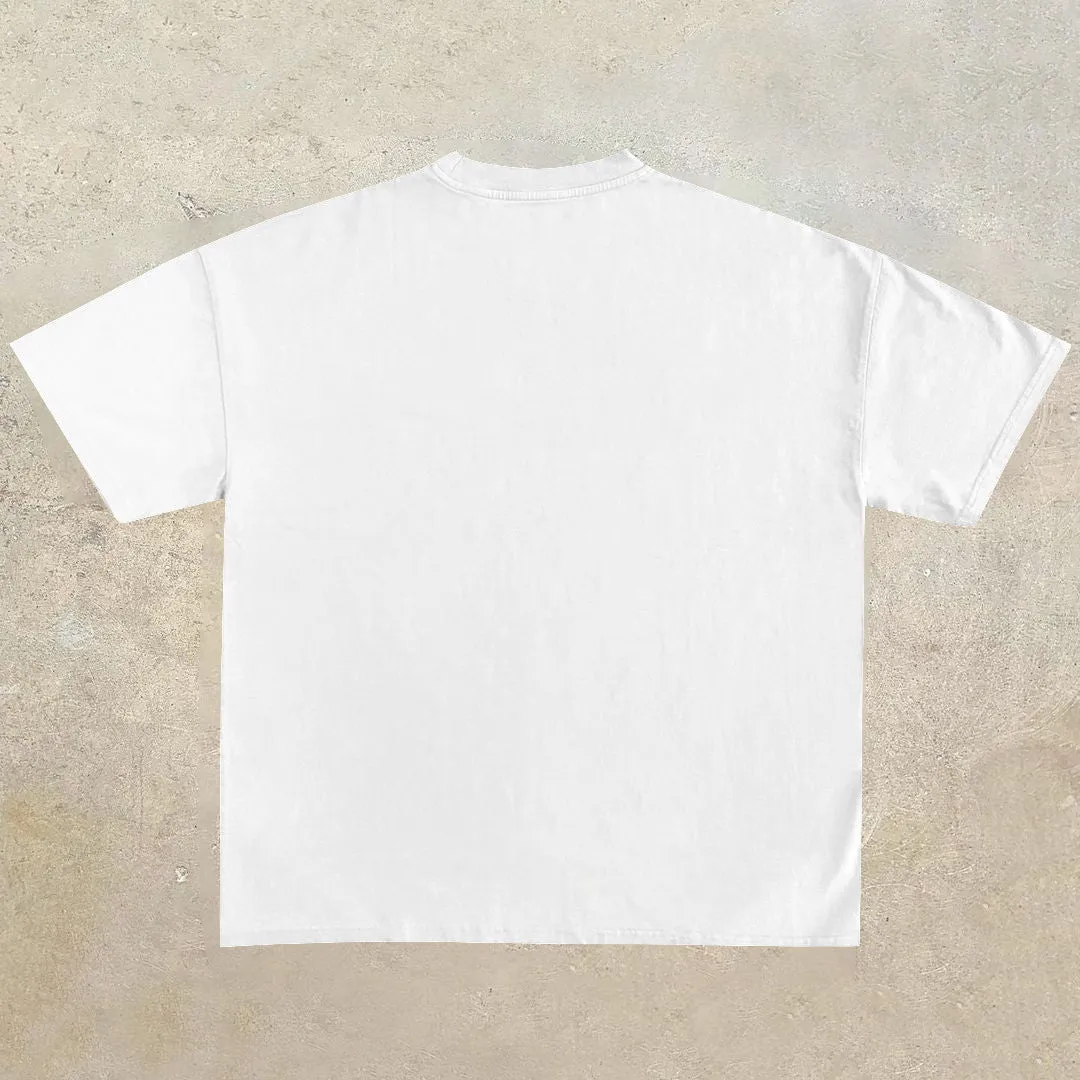 Peace Print Vintage Casual Short Sleeve T-Shirt
