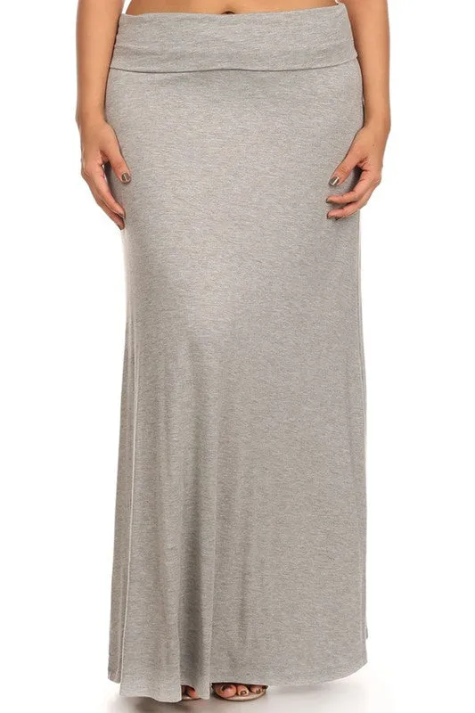 Plus Solid Foldover Maxi Skirt