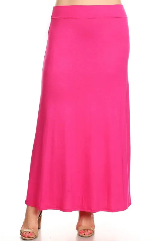 Plus Solid Foldover Maxi Skirt