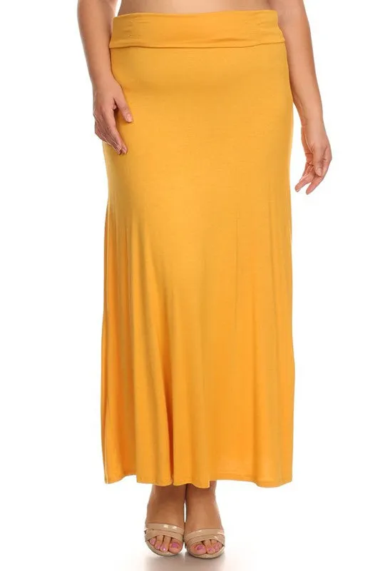 Plus Solid Foldover Maxi Skirt