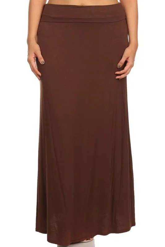 Plus Solid Foldover Maxi Skirt