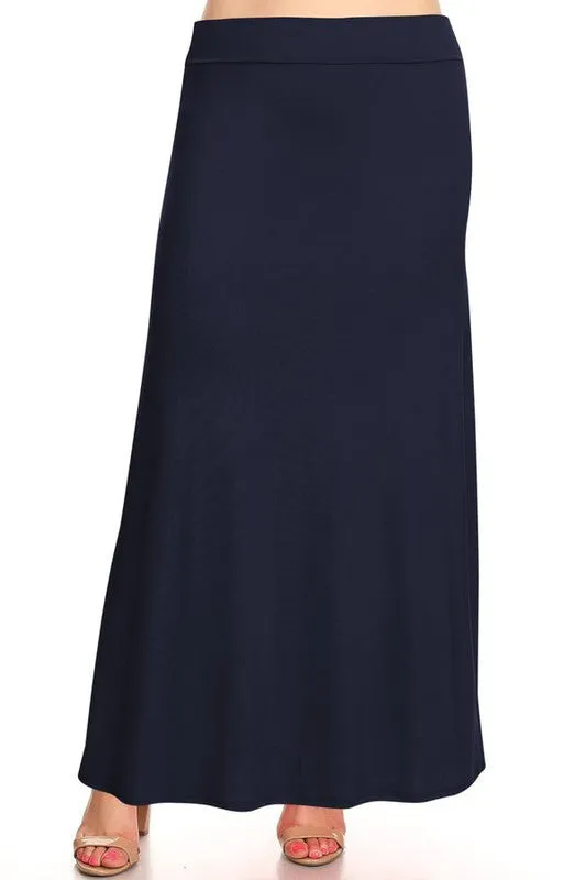 Plus Solid Foldover Maxi Skirt