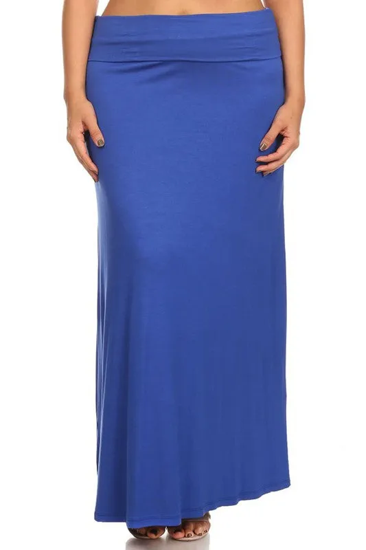 Plus Solid Foldover Maxi Skirt