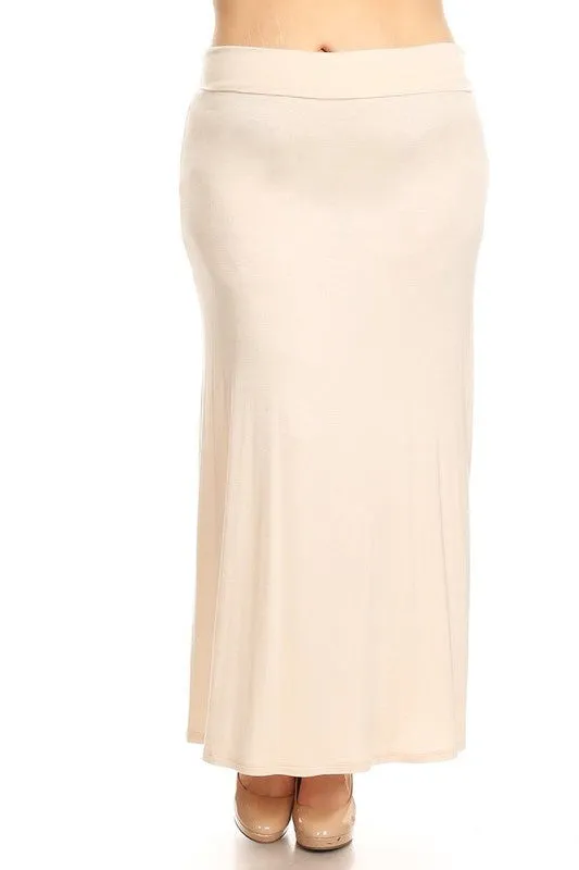 Plus Solid Foldover Maxi Skirt