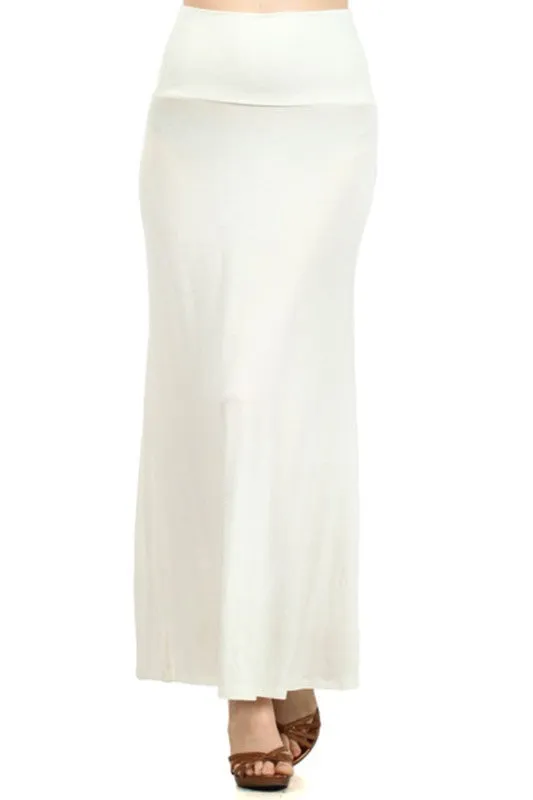 Plus Solid Foldover Maxi Skirt