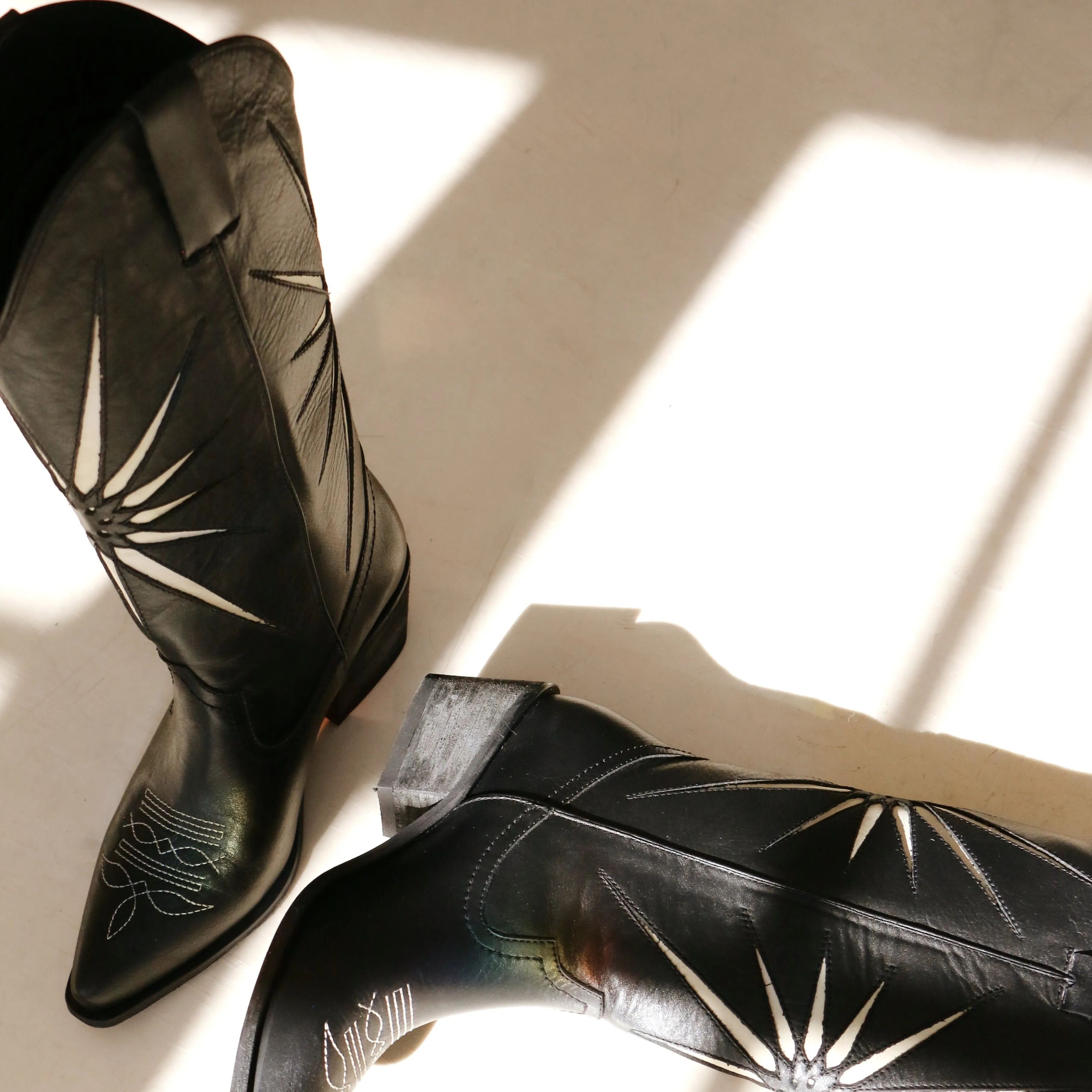 PRE-ORDER (Ships by 11/15/24) Moonrise western cowboy boots in black leather womens shoes