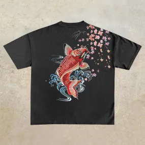 Printed Carp Loose Fashion Short Sleeve T-Shirt