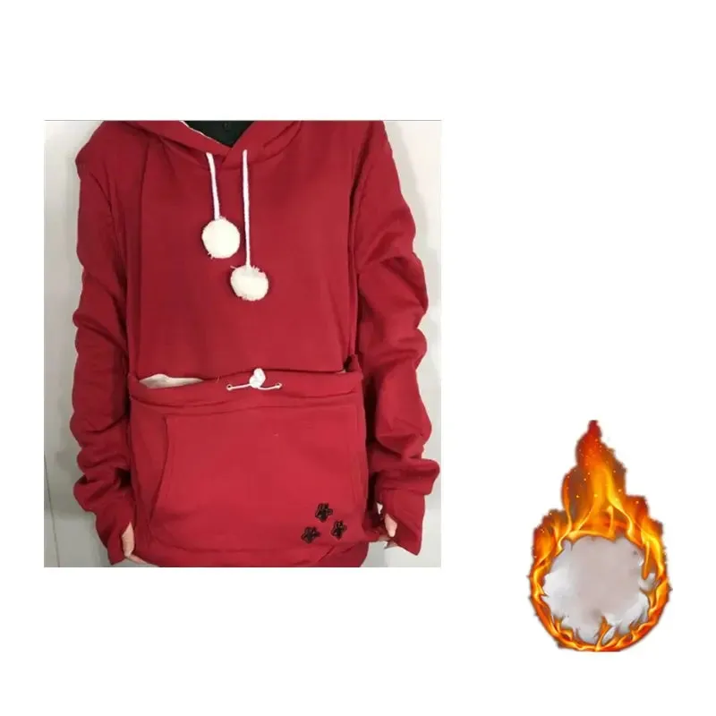 pullover sweatshirts Cute Hoodies Pullover Sweatshirts With Pet Pocket For Cat Clothes Winter Women