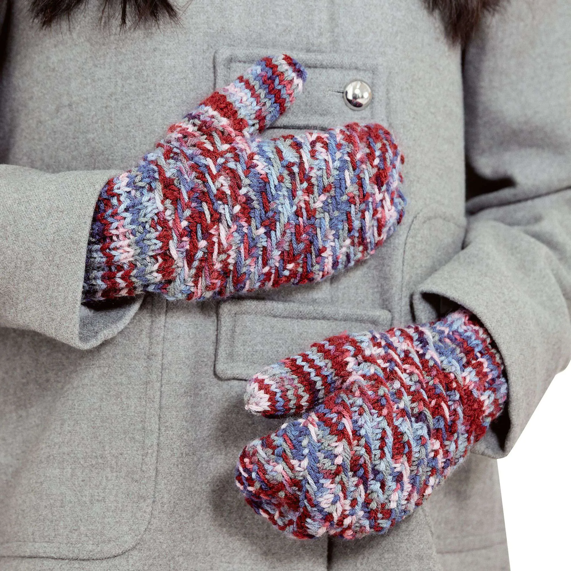 Red Heart Spiral Up Knit Mittens