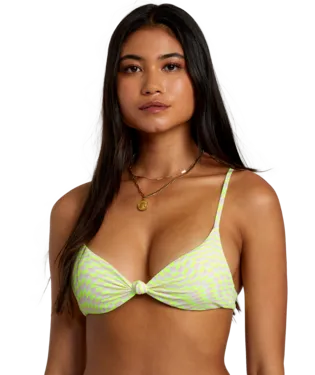 RVCA Swirl Grid Eco Rib Crossback Bikini Top - Pink