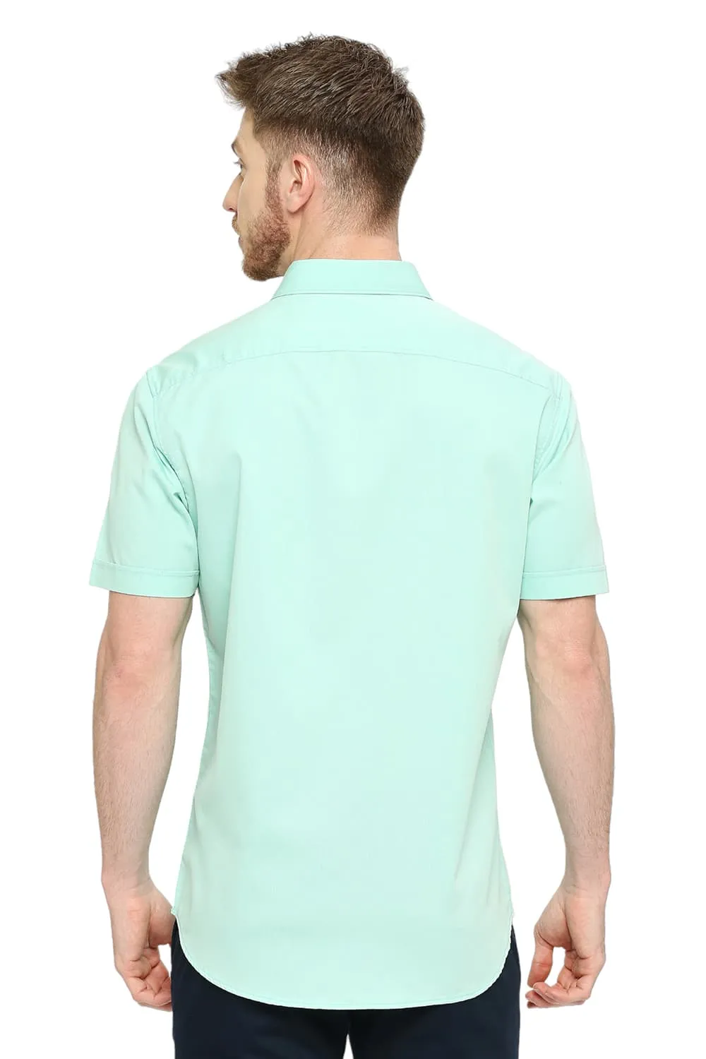 Slim Fit Cotton Polyester Cavalry Twill Halfsleeves Shirt