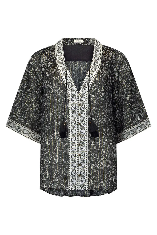Spell - Little Bird Flutter Sleeve Blouse (Midnight)