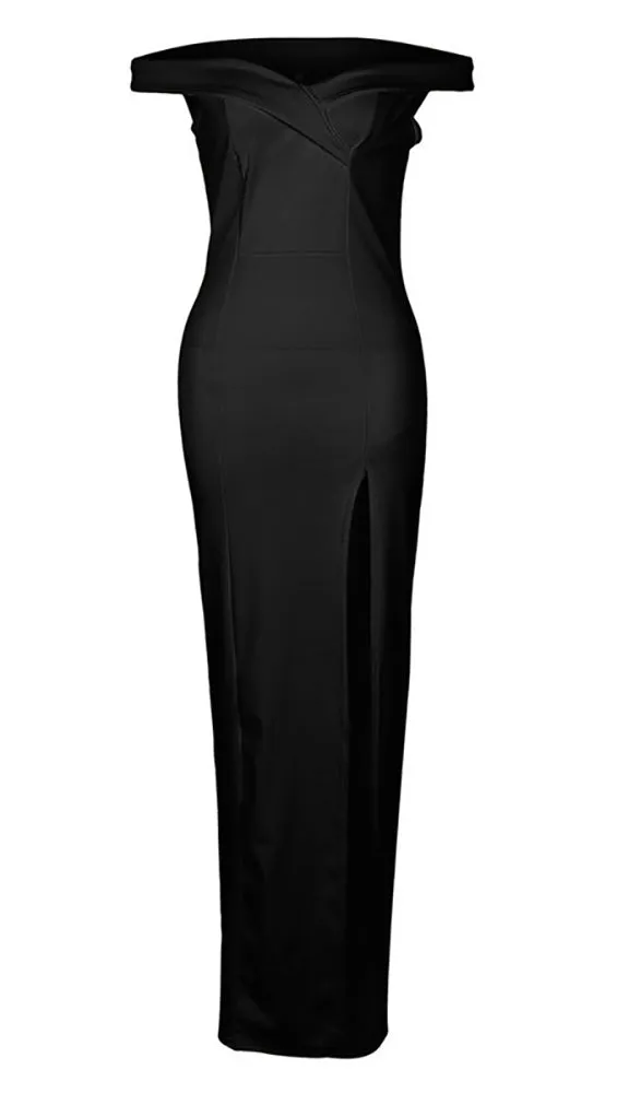 The Anastacia Off Shoulder Maxi Dress Black