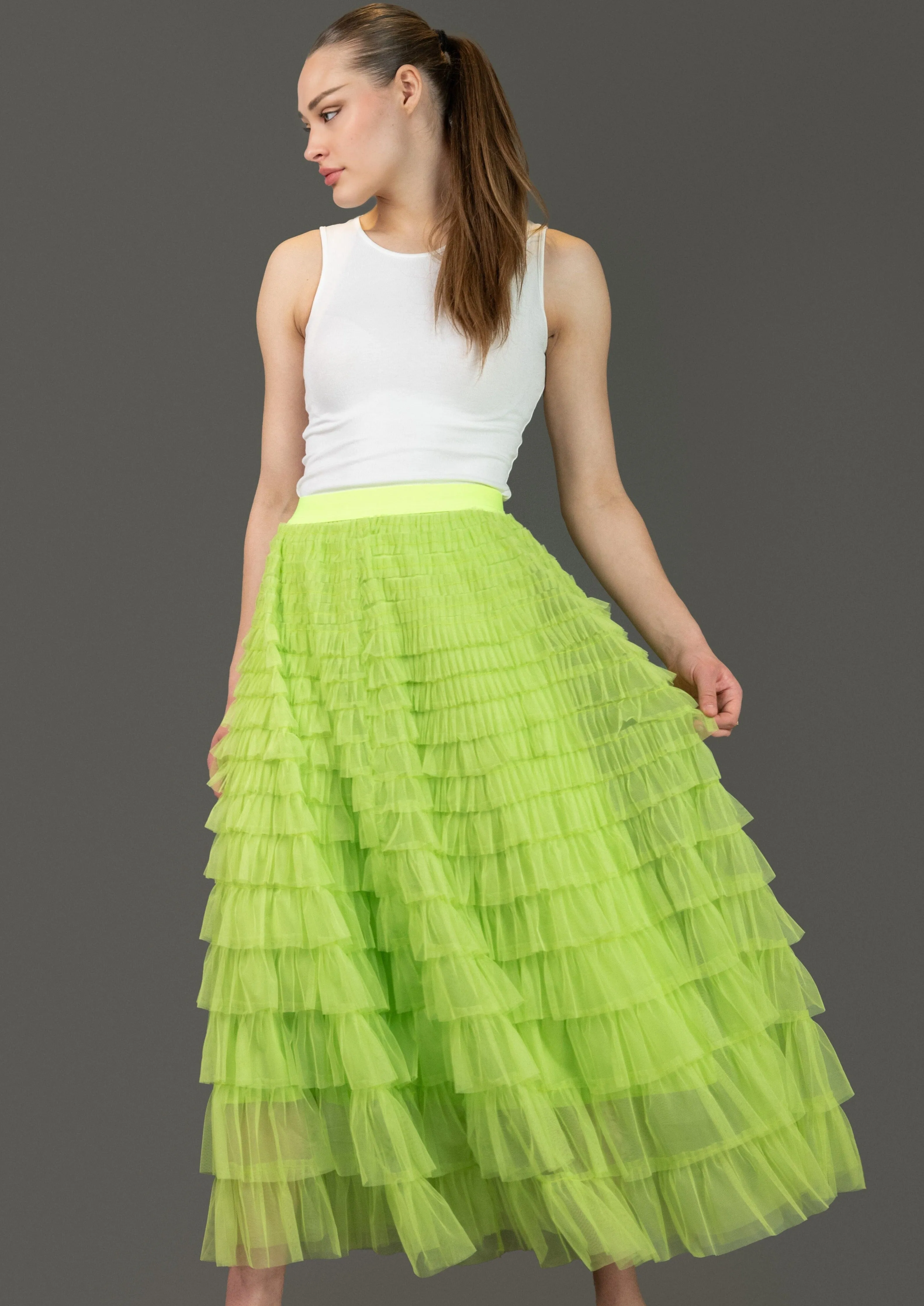 Tiered Ruffle Tulle Skirt