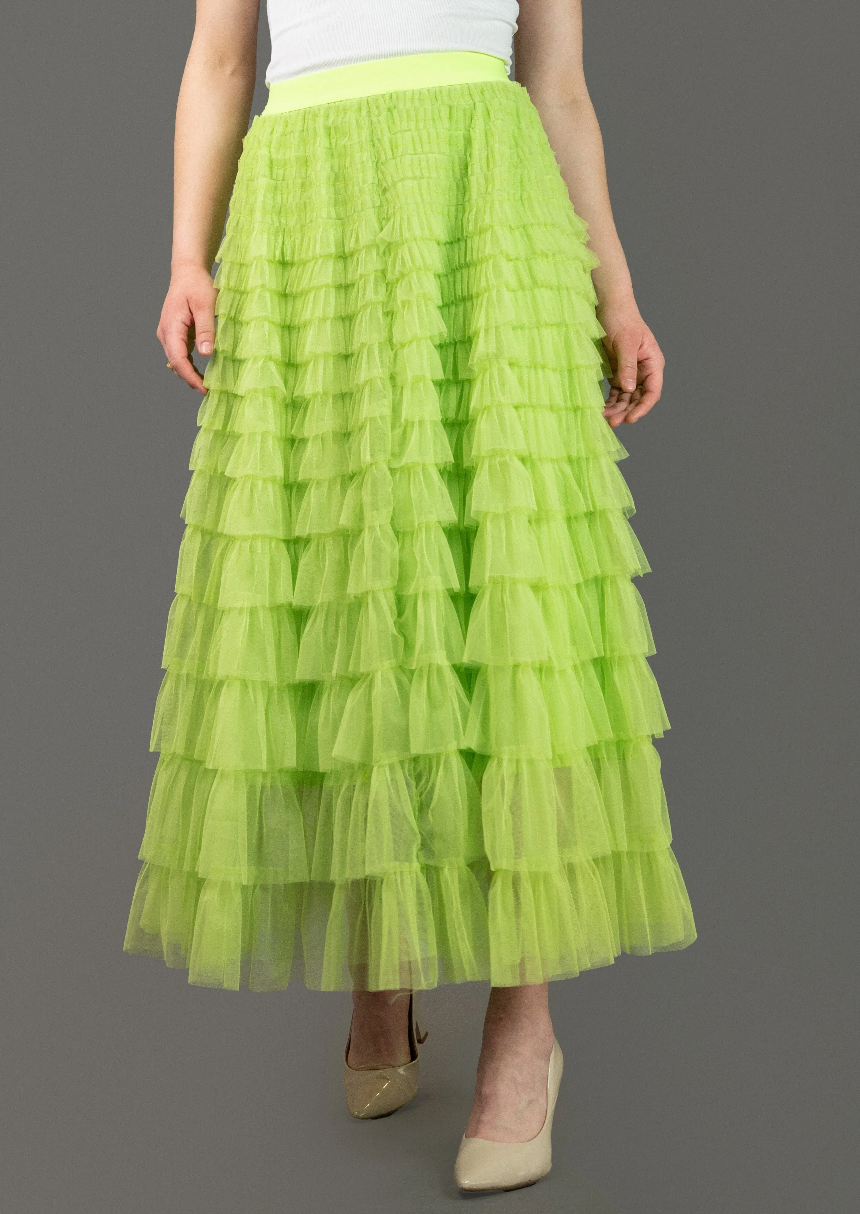 Tiered Ruffle Tulle Skirt