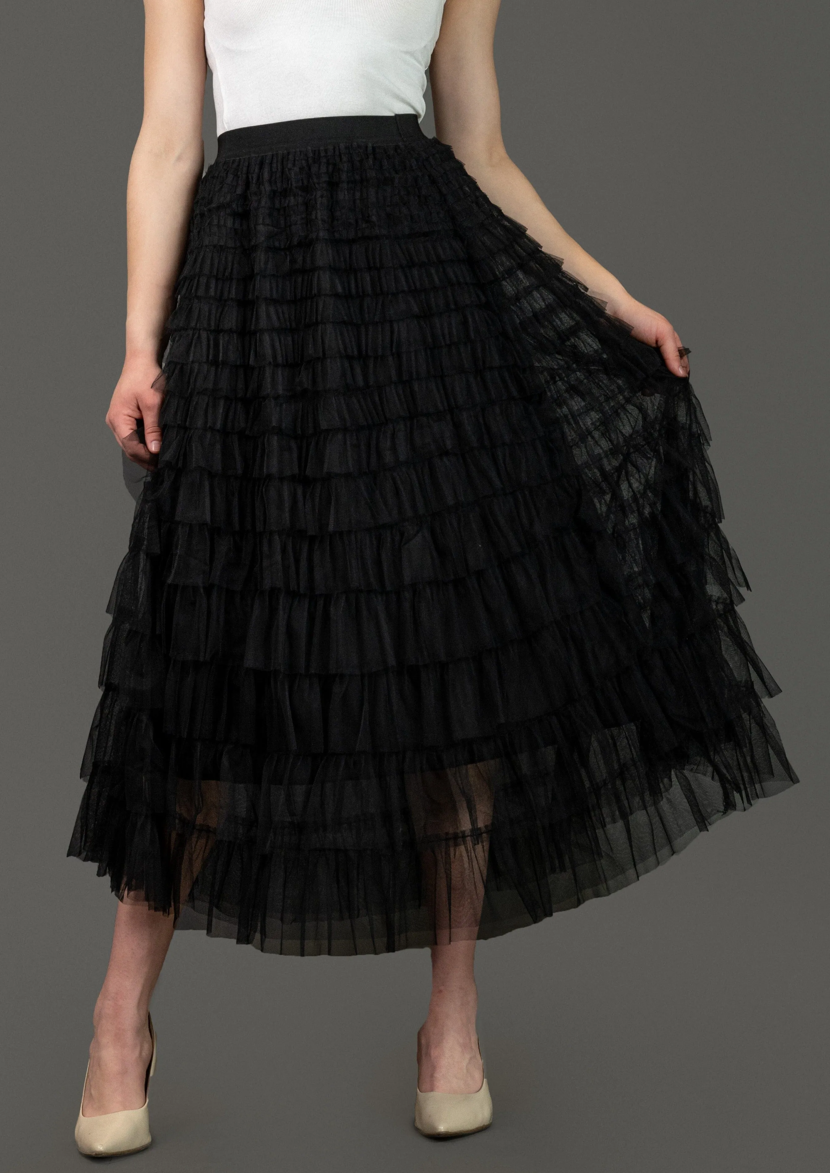 Tiered Ruffle Tulle Skirt