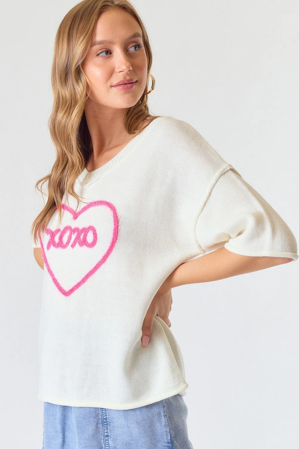 Valentine XOXO Short Sleeve Knit Top