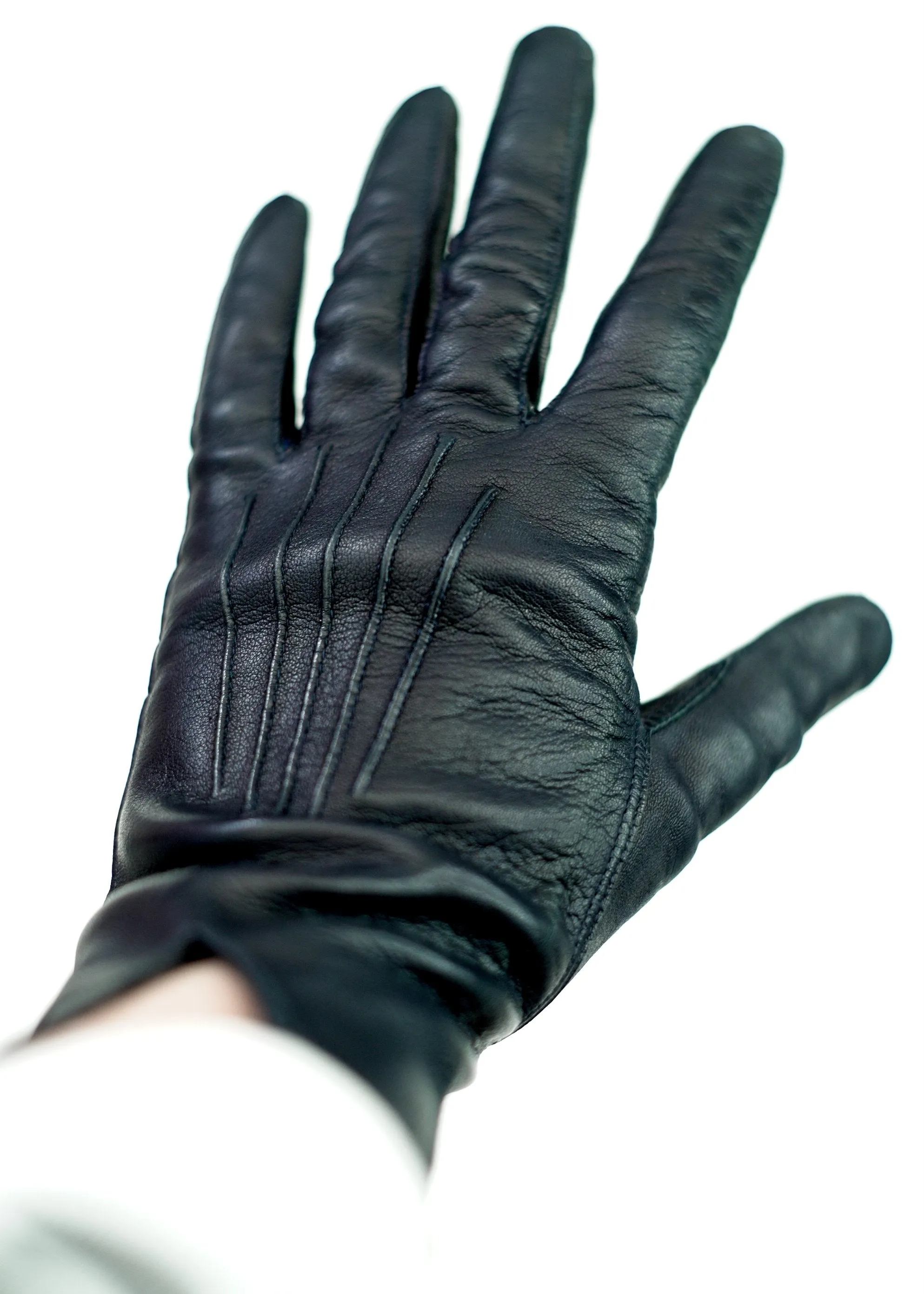 Vintage Black Leather Gloves • Wrist Length