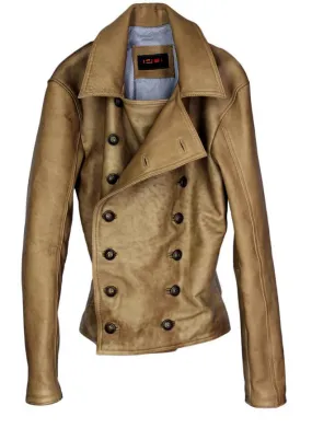 Western Heritage Leather Jacket - Stone Natural color with waxed finish