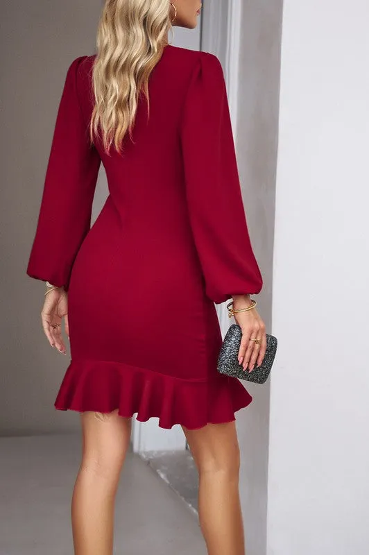 Wine Time Fitted Red Dress
