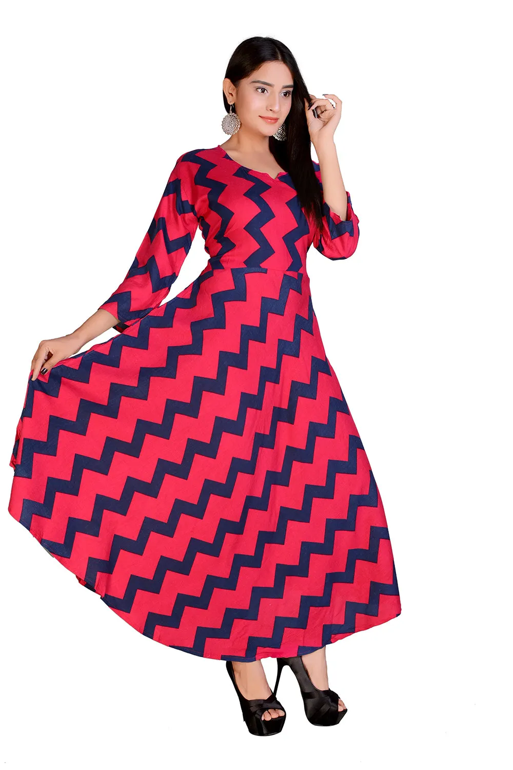Women Trendy Printed  Fashionable Long Dress