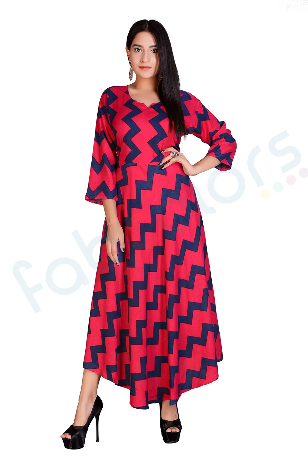 Women Trendy Printed  Fashionable Long Dress