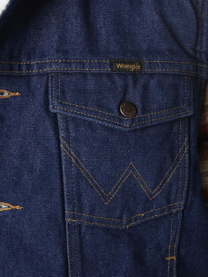 Wrangler 74131PW Mens Sherpa Lined Denim Vest Prewashed