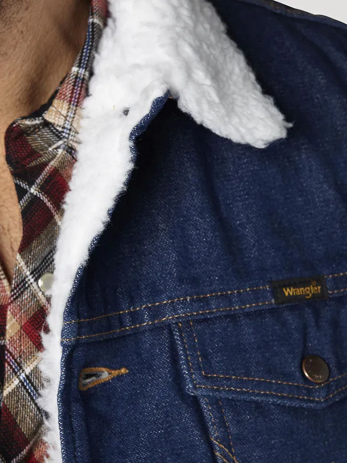 Wrangler 74131PW Mens Sherpa Lined Denim Vest Prewashed