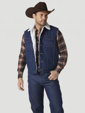 Wrangler 74131PW Mens Sherpa Lined Denim Vest Prewashed
