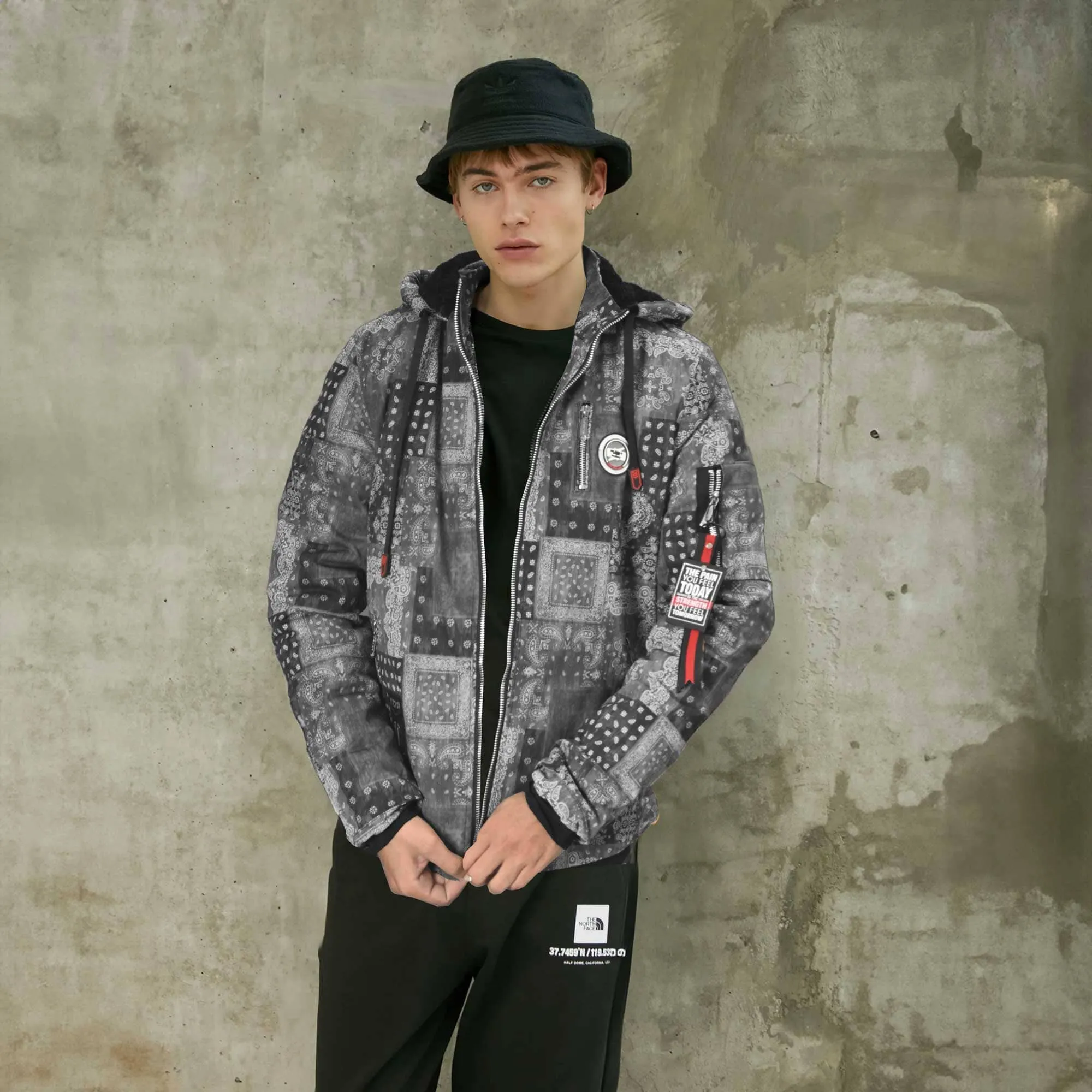 YSSK Homme Men's AH Long Sleeve Hooded Zipper Jacket
