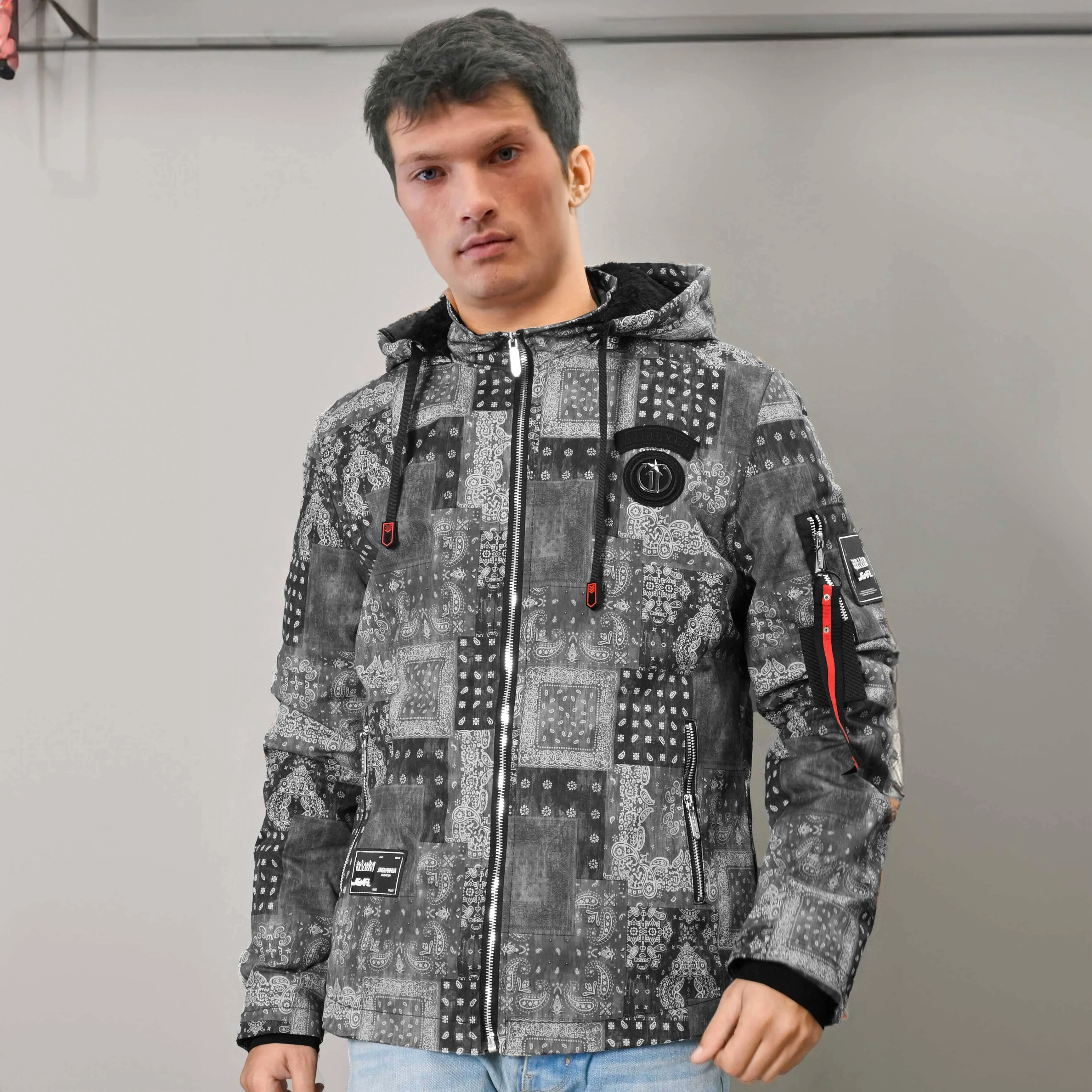 YSSK Homme Men's Avirbxer Long Sleeve Hooded Zipper Jacket