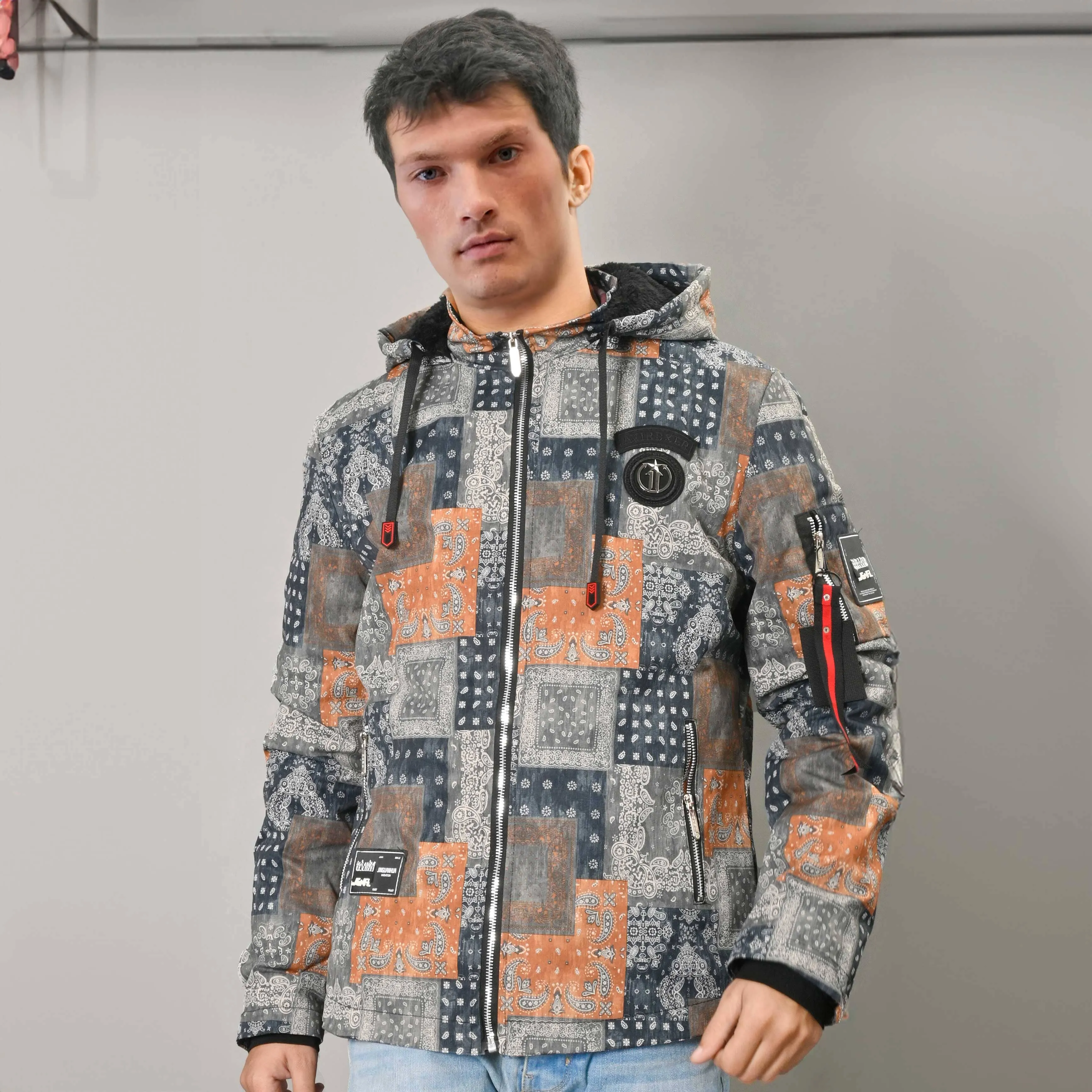 YSSK Homme Men's Avirbxer Long Sleeve Hooded Zipper Jacket