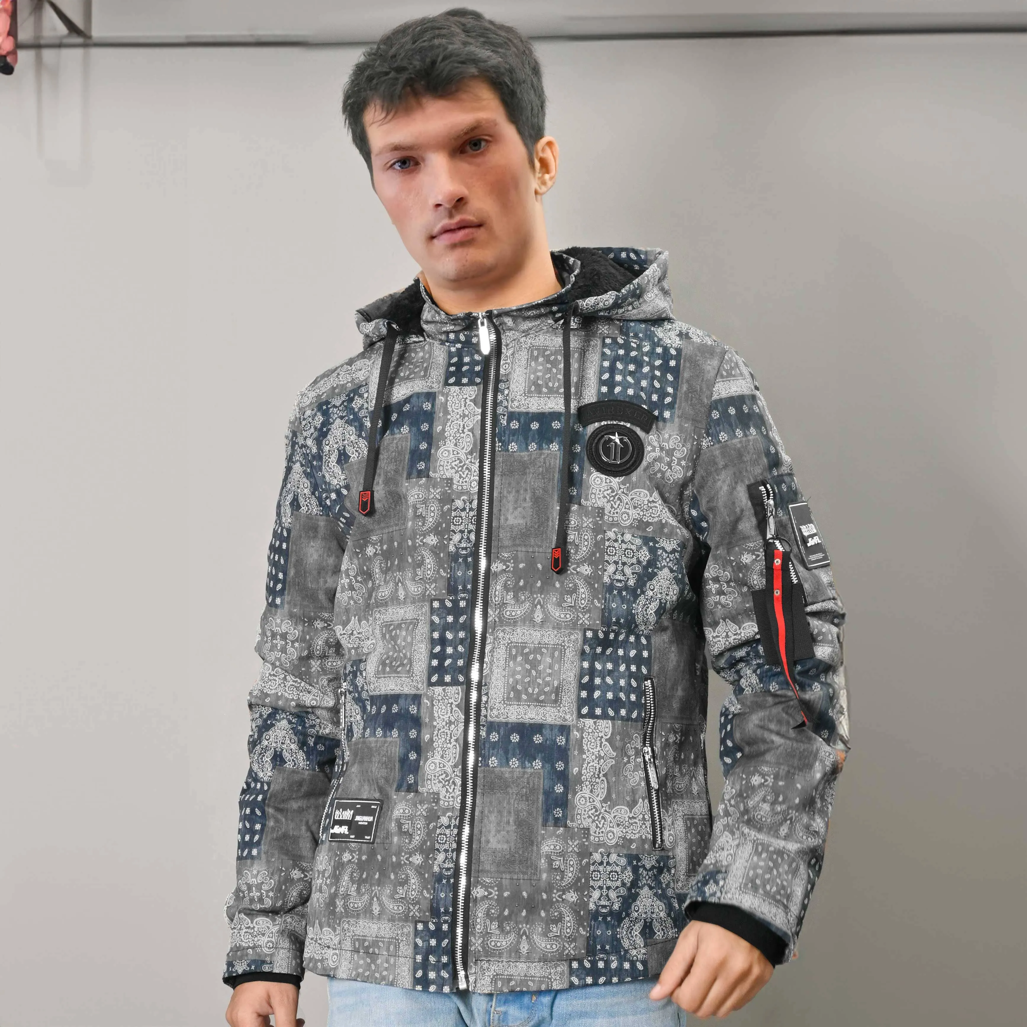 YSSK Homme Men's Avirbxer Long Sleeve Hooded Zipper Jacket